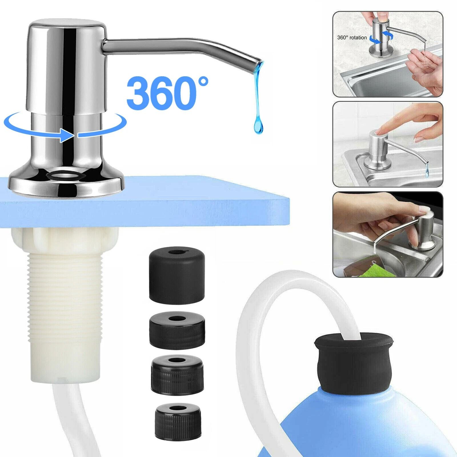 Stainless Steel Soap Dispenser Pump Extension Kit For Kitchen, High Quality Hand Pump With Food Grade Silicone Tube Stainless Steel Soap Dispenser Pump Extension Kit For Kitchen, High Quality Hand Pump With Food Grade Silicone Tube