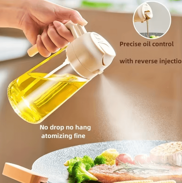 Dual Purpose Kitchen Oil Spray Bottle Leakproof Oil Can For Cooking And Household Use black Glass