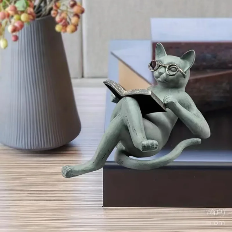 Creative Read Literature Cat Crafts Decoration, Home Table Top Statue, Office Decor Gift, Car Accessories Creative Read Literature Cat Crafts Decoration, Home Table Top Statue, Office Decor Gift, Car Accessories