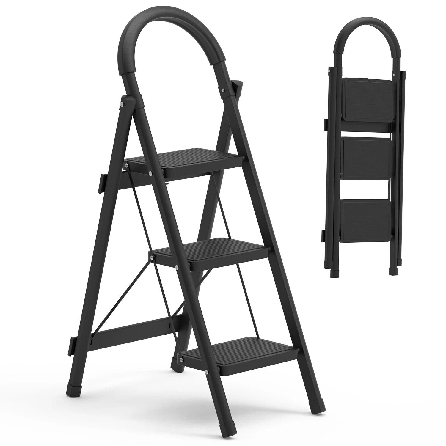 Portable Ladder With Safety Lock, Anti Slip Pedal, Soft Handgrip, Heavy Duty Design, Space Saving Ladder For Home Use Portable Ladder With Safety Lock, Anti Slip Pedal, Soft Handgrip, Heavy Duty Design, Space Saving Ladder For Home Use