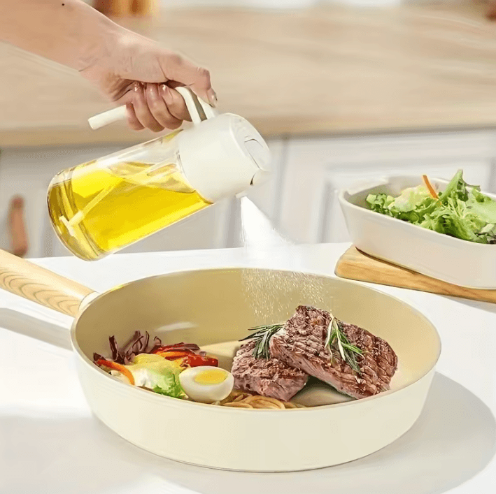 Kitchen Household Oil Spray Bottle Dual Oil Mist Sprayer For Air Fryer And Cooking white