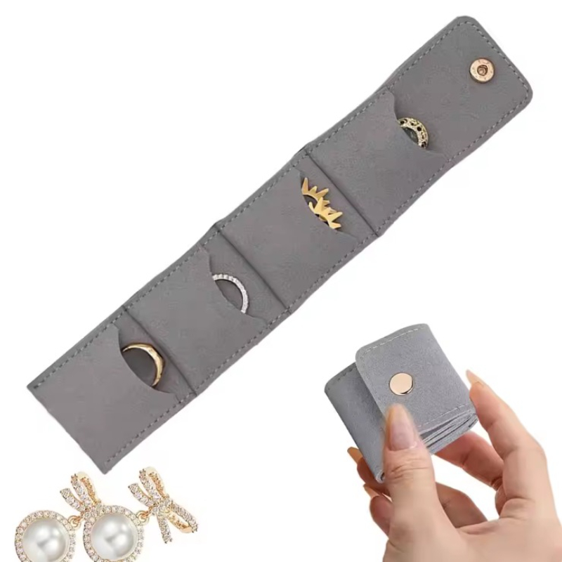 Compact Jewelry Bag Organizer, Travel Case For Earrings, Necklaces, And Rings dark Gray