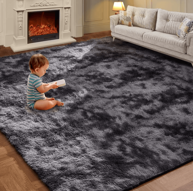 Tie Dye Plush Rug Soft Non Slip Floor Mat For Living Room, Bedroom, And Kids pure Grey 63.0 90.6 In