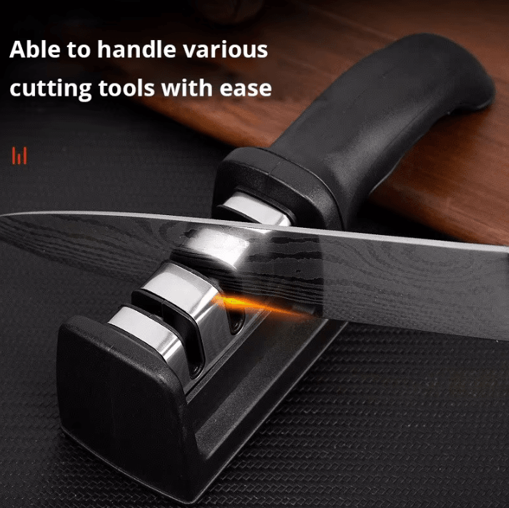 3 Stage Black Handheld Knife Sharpener Multi Functional Kitchen Blade Sharpening Tool 3 Stage Black Handheld Knife Sharpener Multi Functional Kitchen Blade Sharpening Tool