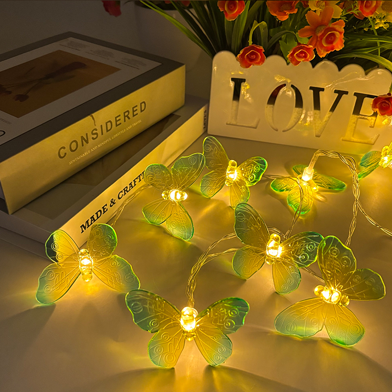 LED Battery powered Butterfly Light String, Fairy Lights For Wedding, Birthday Party, Room, Garden, Bedroom green