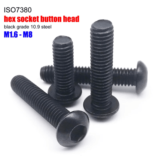 Black ISO7380 Button Head Screws Grade 10.9 Hex Socket Allen Bolts (M1.6M8) 45mm m8 (10pcs)