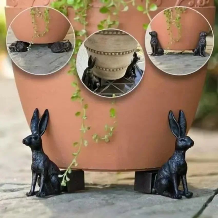 Animal Shaped Resin Flower Pot Feet Decorative Garden Plant Risers (3pcs) dog