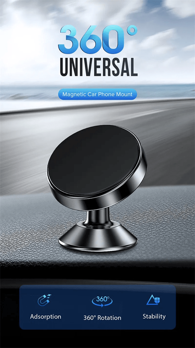 Magnetic Car Phone Holder Dashboard Mount For Smartphones black fixed