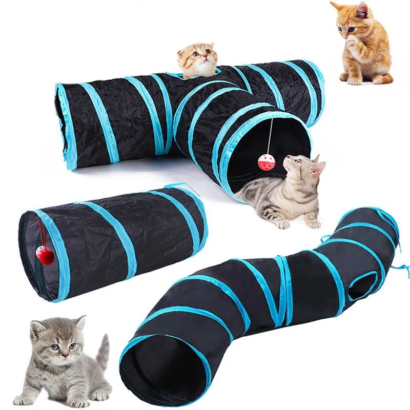 Foldable Cat Play Tunnel Toy With Breathable Mesh For Indoor Fun red Y Tunnels