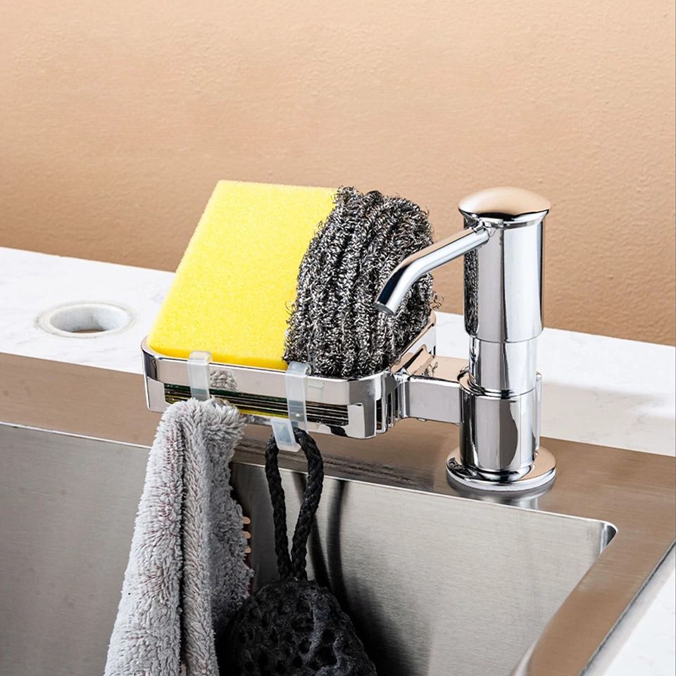 Sink Soap Dispenser With Sponge Holder, Liquid Pump Tube For Kitchen Sink Soap Dispenser With Sponge Holder, Liquid Pump Tube For Kitchen