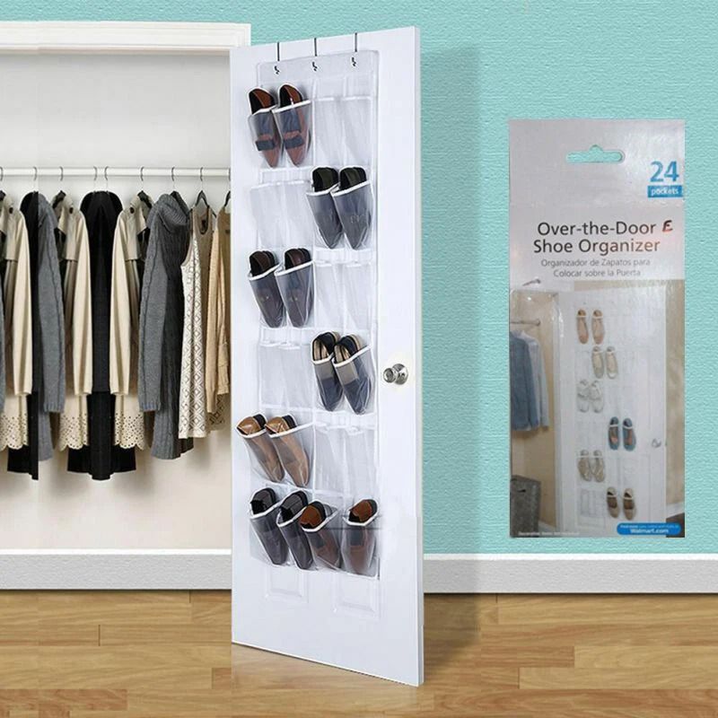24 Pocket Shoe Organizer Rack, Over The Door Hanging Storage Space Saver Hanger, Maximize Closet Space 24 Pocket Shoe Organizer Rack, Over The Door Hanging Storage Space Saver Hanger, Maximize Closet Space