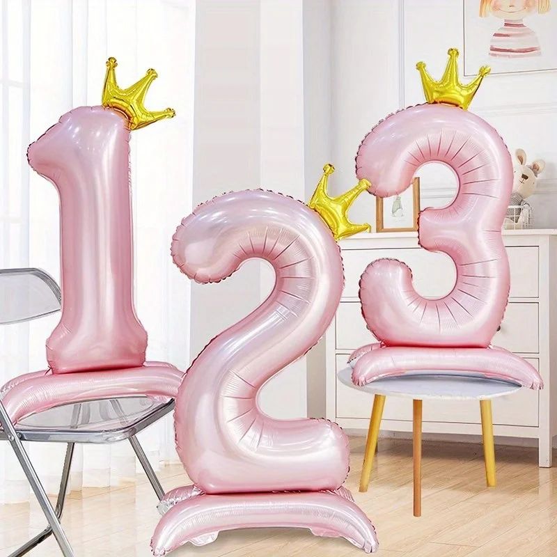42 Inch Princess Crown Number Balloon Pink Foil Birthday Party Decor 5
