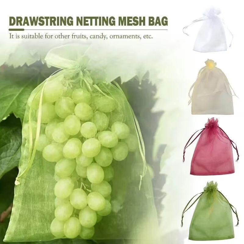 Fruit Protection Bags 50 Pack Reusable Garden Netting Bags For Birds And Insects black
