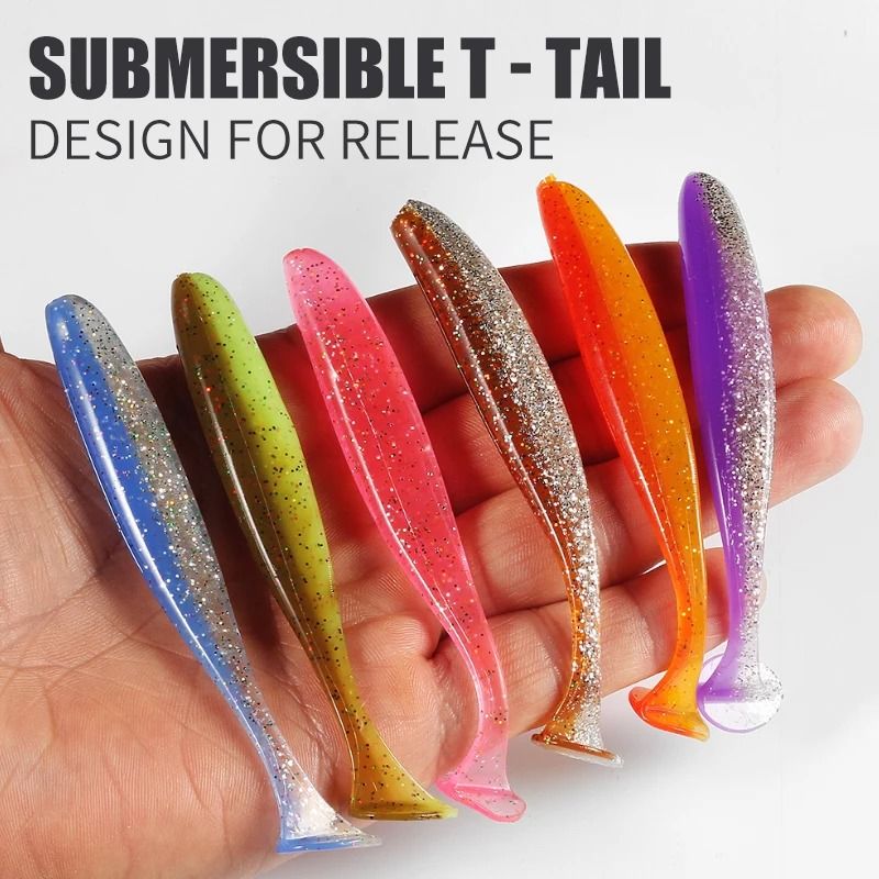 Hydrodynamic T Tail Soft Fishing Lures t 7pcs 3.94in