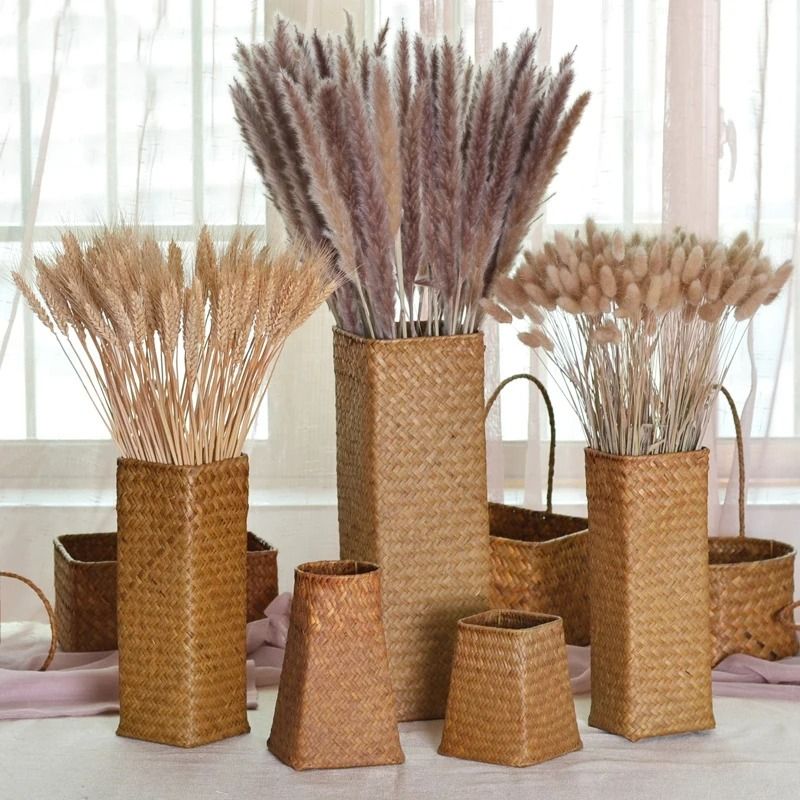 Natural Woven Rattan Vase For Dried Flowers Home Decor 03