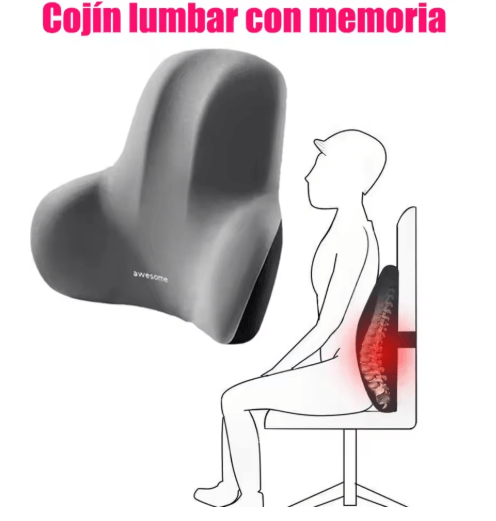 Memory Foam Lumbar Back Cushion For Car, Office & Gaming Chairs black 43x10x34cm