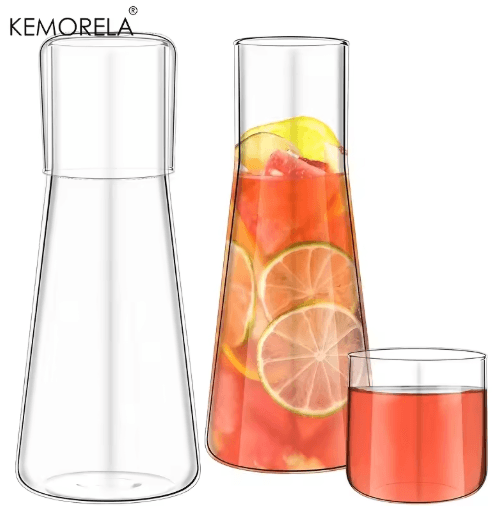 30oz Clear Borosilicate Glass Bedside Water Carafe Set With Tumbler 1 Pc 800ml