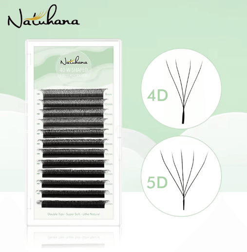 NATUHANA W Shaped 4D5D Premade Volume Lash Extensions Soft, Natural Faux Mink w shaped 3d 8 12mixed l