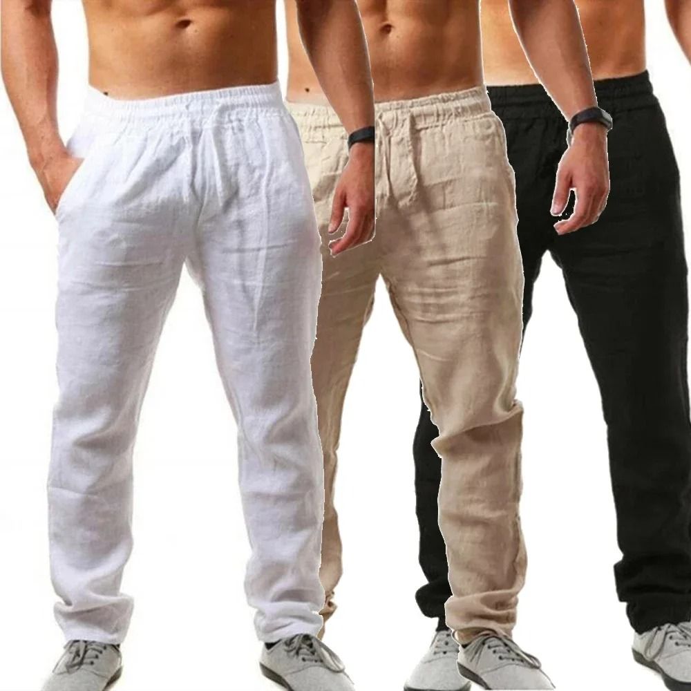 Mens Summer Breathable Casual Fitness Pants white s