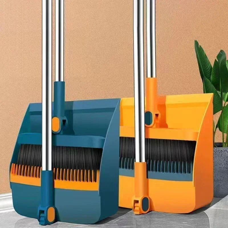 Integrated Broom And Dustpan Set Foldable Household Sweeping Kit yellow