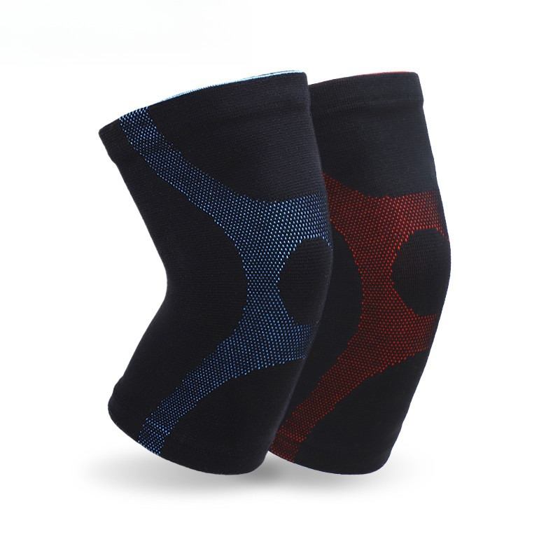 Breathable Sports Nylon 3D High Elastic Knitted Knee Pads, Warm And Sweat Absorbing For Running red s