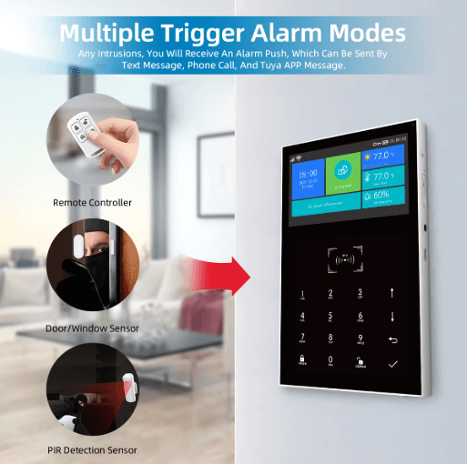 PG109 Smart Home Alarm System 4.3 WiFi + GSM Burglar Security With Temperature Display w au Plug
