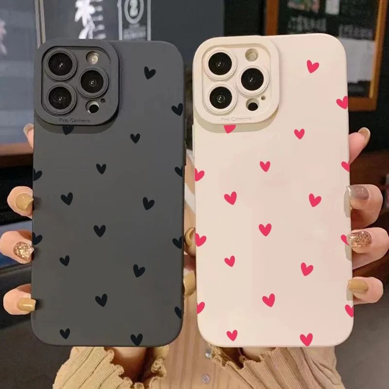 Black Love Heart Shockproof Silicone Phone Case 4 for Iphone 13