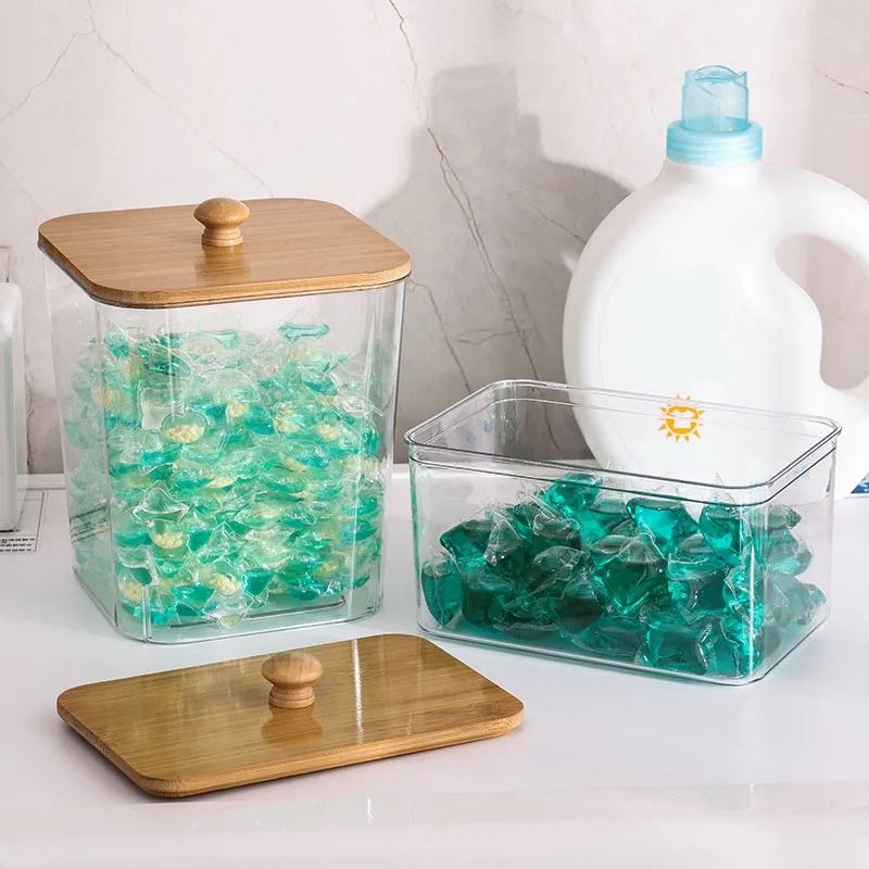 Aesthetic Bamboo Lid Storage Collection Decorative Laundry & Desktop Organizer m