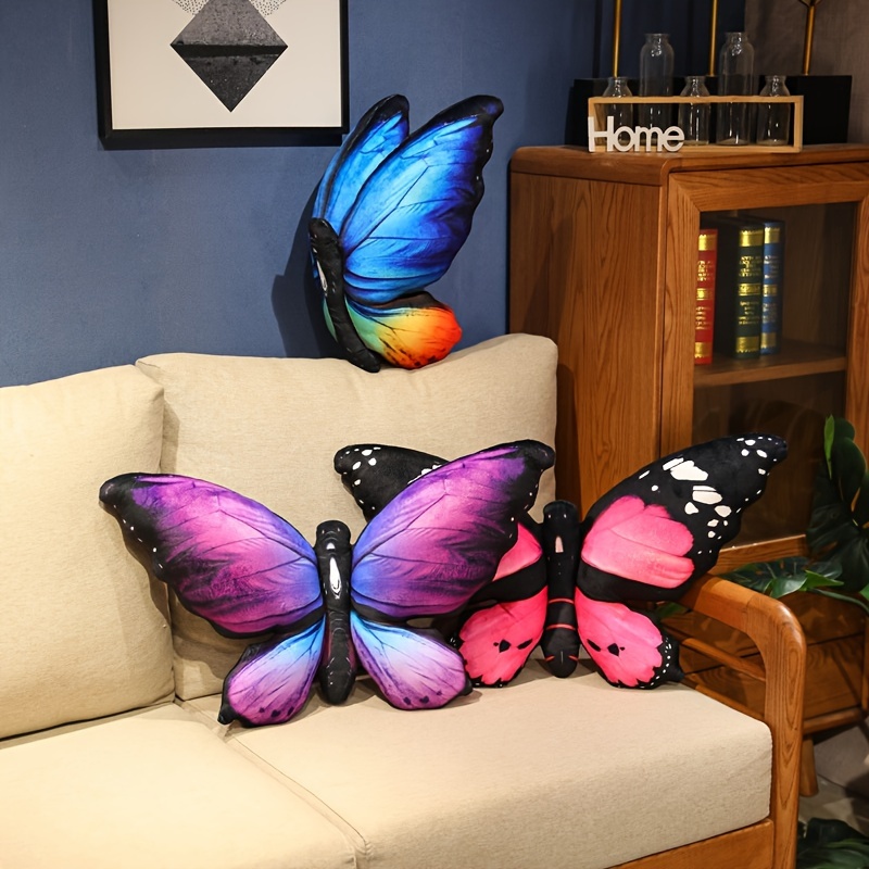 Plush Velvet Butterfly Shaped Throw Pillow Soft Stuffed Seat Cushion Pad Decorative Animal Pillow For Bed Living Room Co purple