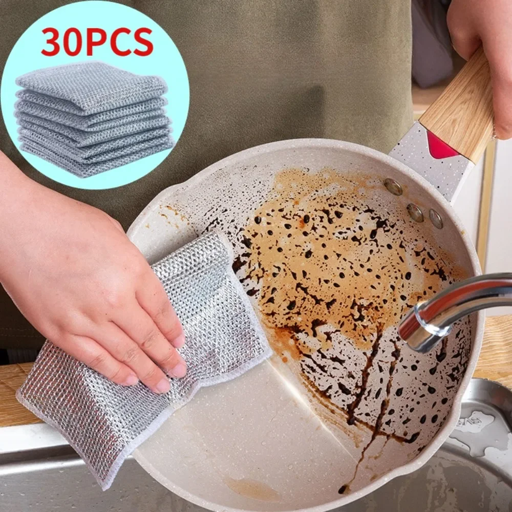 Heavy Duty Silver Steel Wire Sided Dishcloth Scrub Pads For Household Cleaning Dishes Heavy Duty Silver Steel Wire Sided Dishcloth Scrub Pads For Household Cleaning Dishes
