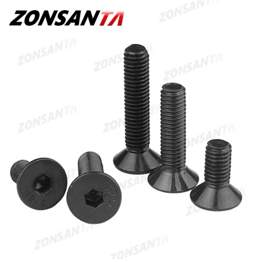 ZONSANTA Countersunk Hex Socket Screws DIN7991 Black Carbon Steel Flat Head Bolts (M2M6) m2 X 50pieces 30mm