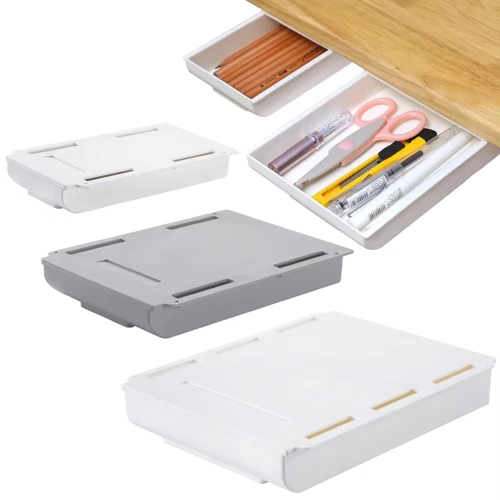 Hidden Self Adhesive Storage Organizer Box m white 1pc