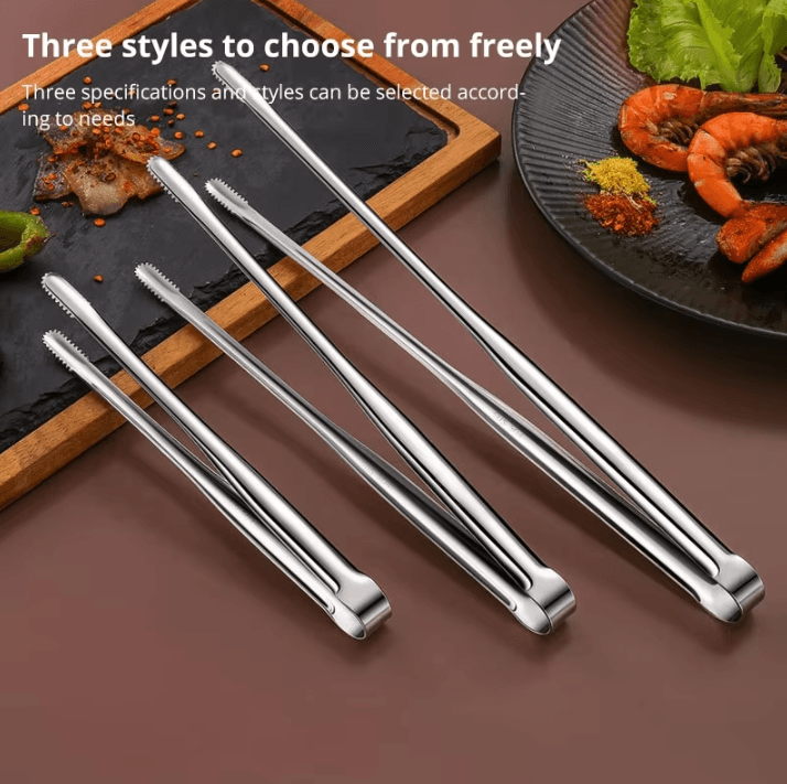 304 Stainless Steel Grill Tongs Heavy Duty BBQ Meat Clip For Cooking & Camping large