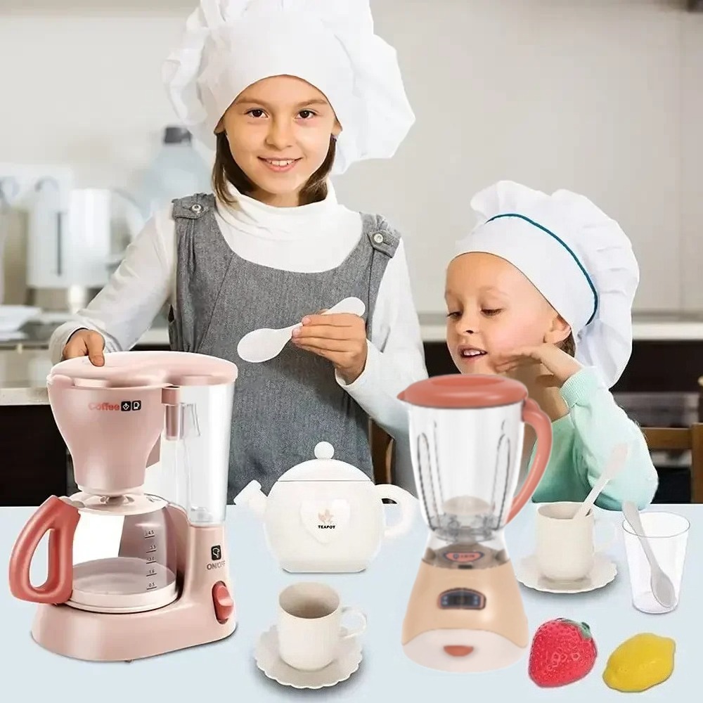 Pretend Play Kitchen Accessories For Kids With Blender, Toaster, Coffee Maker, Mixer, Vacuum With Lights & Sounds mixer