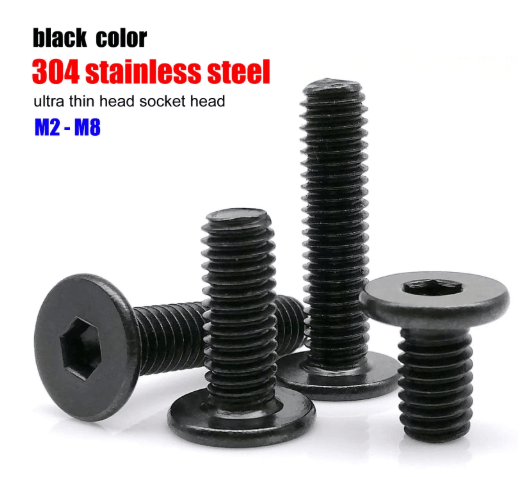 Ultra Thin Stainless Steel Hex Socket Screws Black 304 Wafer Head Bolts M2 M8 m8 5pcs 15mm