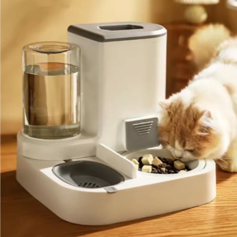 FreshFlow 2 In 1 Cat Feeder And Automatic Pet Water Dispenser gray