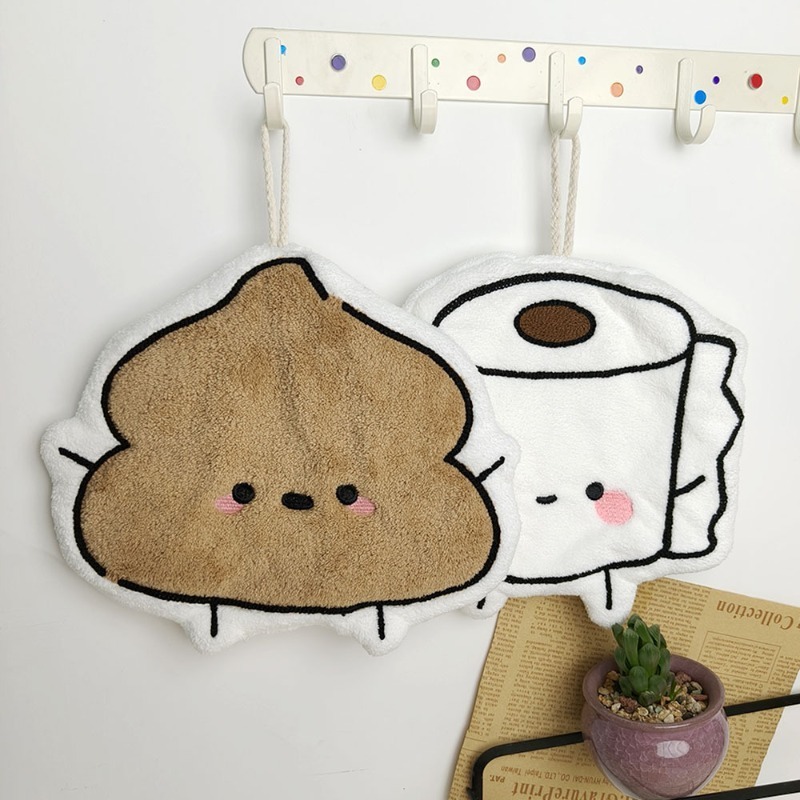 Cartoon Coral Fleece Hanging Hand Towel Super Absorbent a