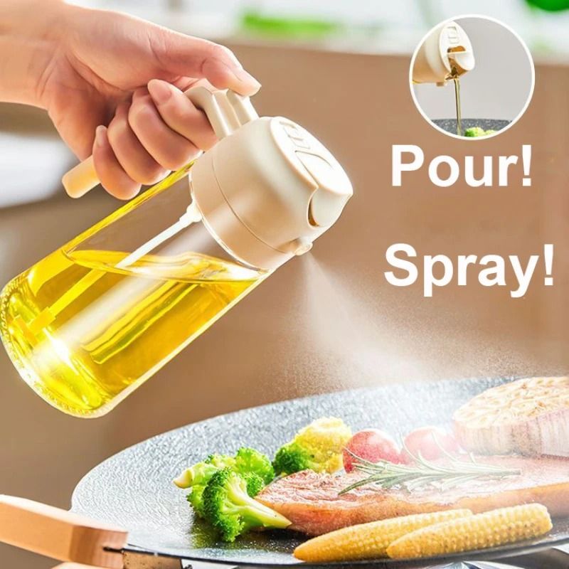 2in1 500ml Oil Sprayer Bottle Kitchen Oil Dispenser For Cooking And BBQ white | 500 Ml