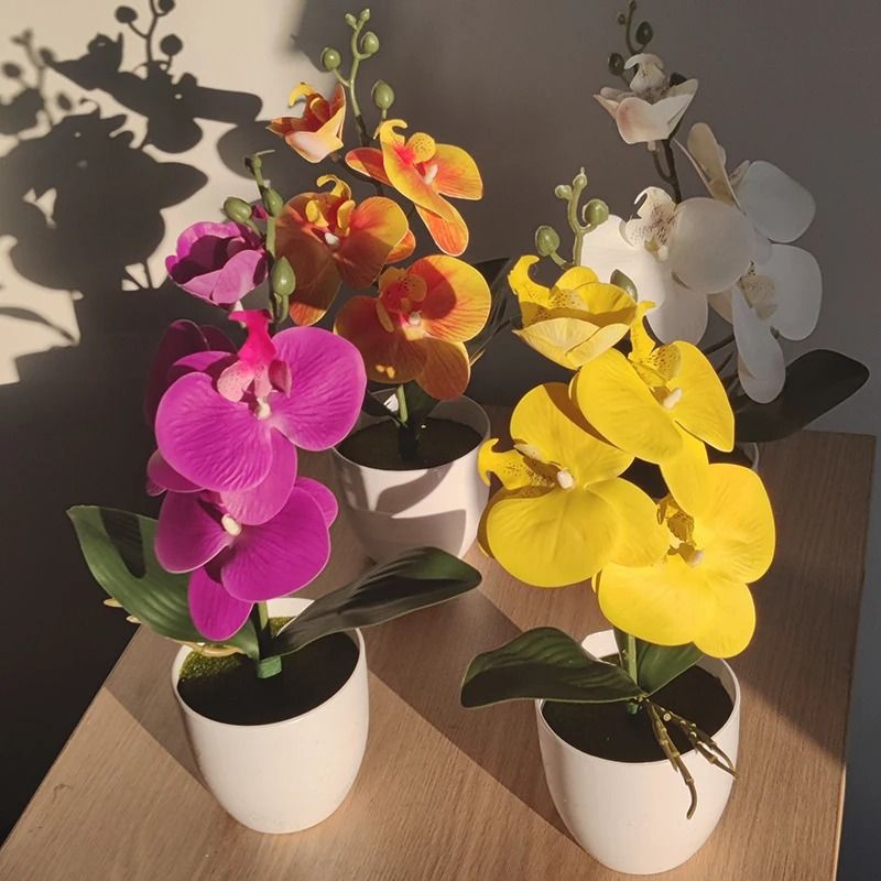 Artificial Butterfly Orchid Bonsai Potted Plant Desk And Home Decor 06