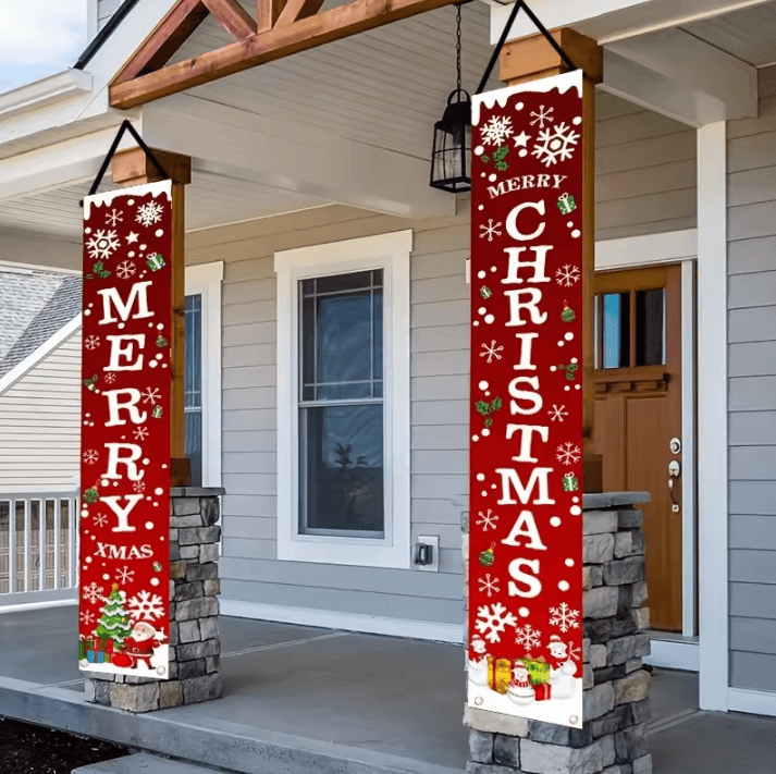 1Pair Christmas Door Banners Polyester 2D Merry Christmas Flag 12 By 71 Inches For Indoor Outdoor Garden Door Decoration 1Pair Christmas Door Banners Polyester 2D Merry Christmas Flag 12 By 71 Inches For Indoor Outdoor Garden Door Decoration