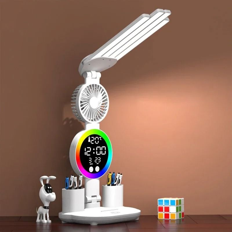 Rechargeable Multifunction Study Desk Lamp fan Plug In