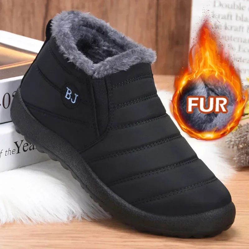 Waterproof Plush Winter Ankle Boots For Women gray 7