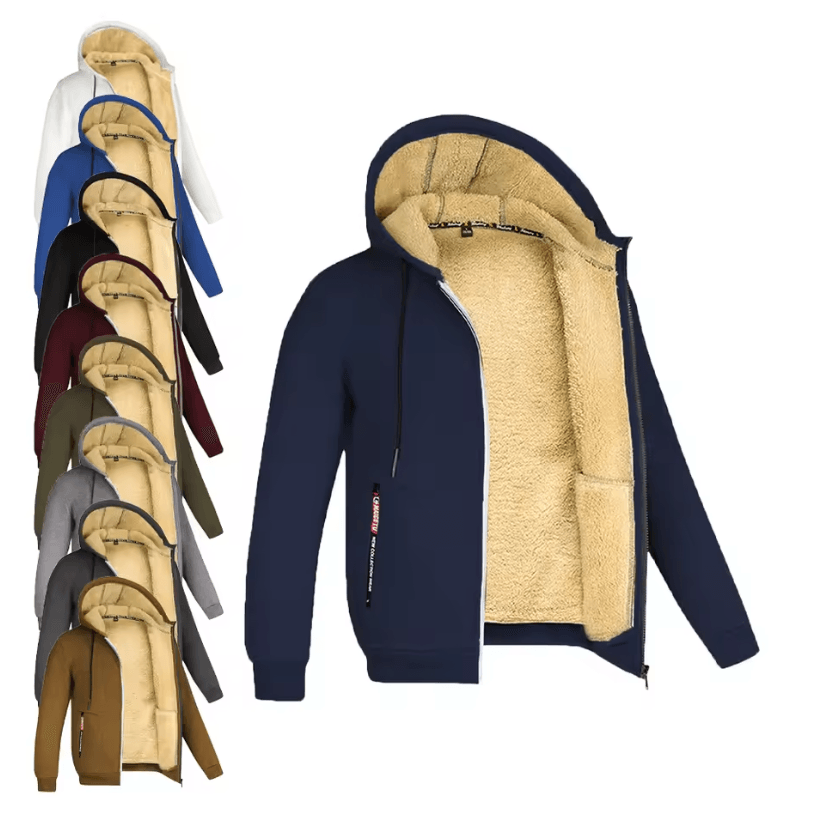 Mens Full Zip Fleece Hoodie Casual Outdoor Sports And Streetwear Jacket navy Blue xl