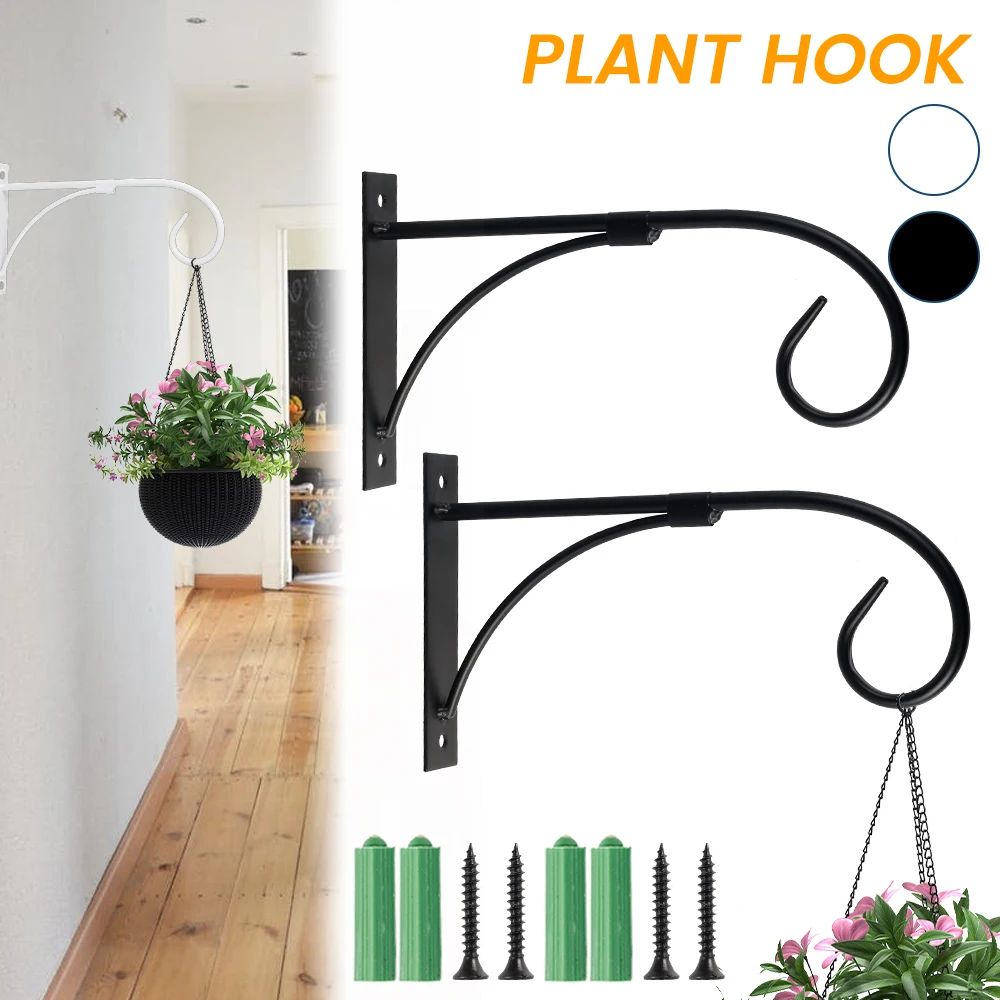 Decorative Iron Hanging Plant Hook Set black