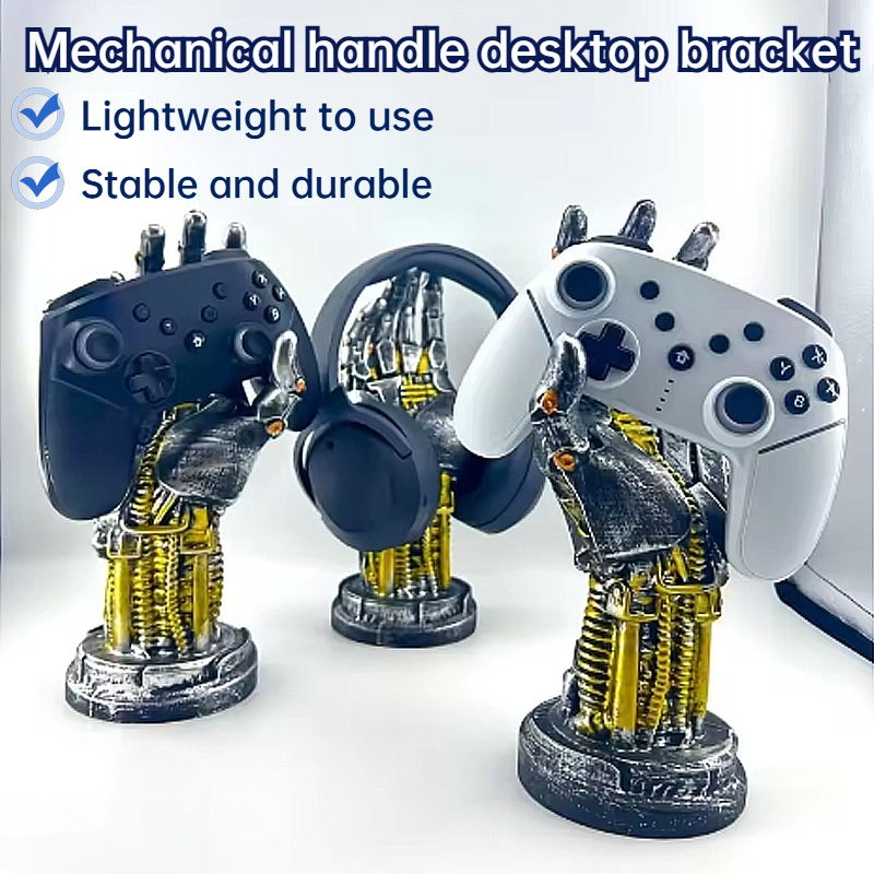 Cyberpunk Mechanical Arm Desktop Gaming Controller Storage Holder, Headphone Stand Sculpture Decoration For Men Gift Cyberpunk Mechanical Arm Desktop Gaming Controller Storage Holder, Headphone Stand Sculpture Decoration For Men Gift