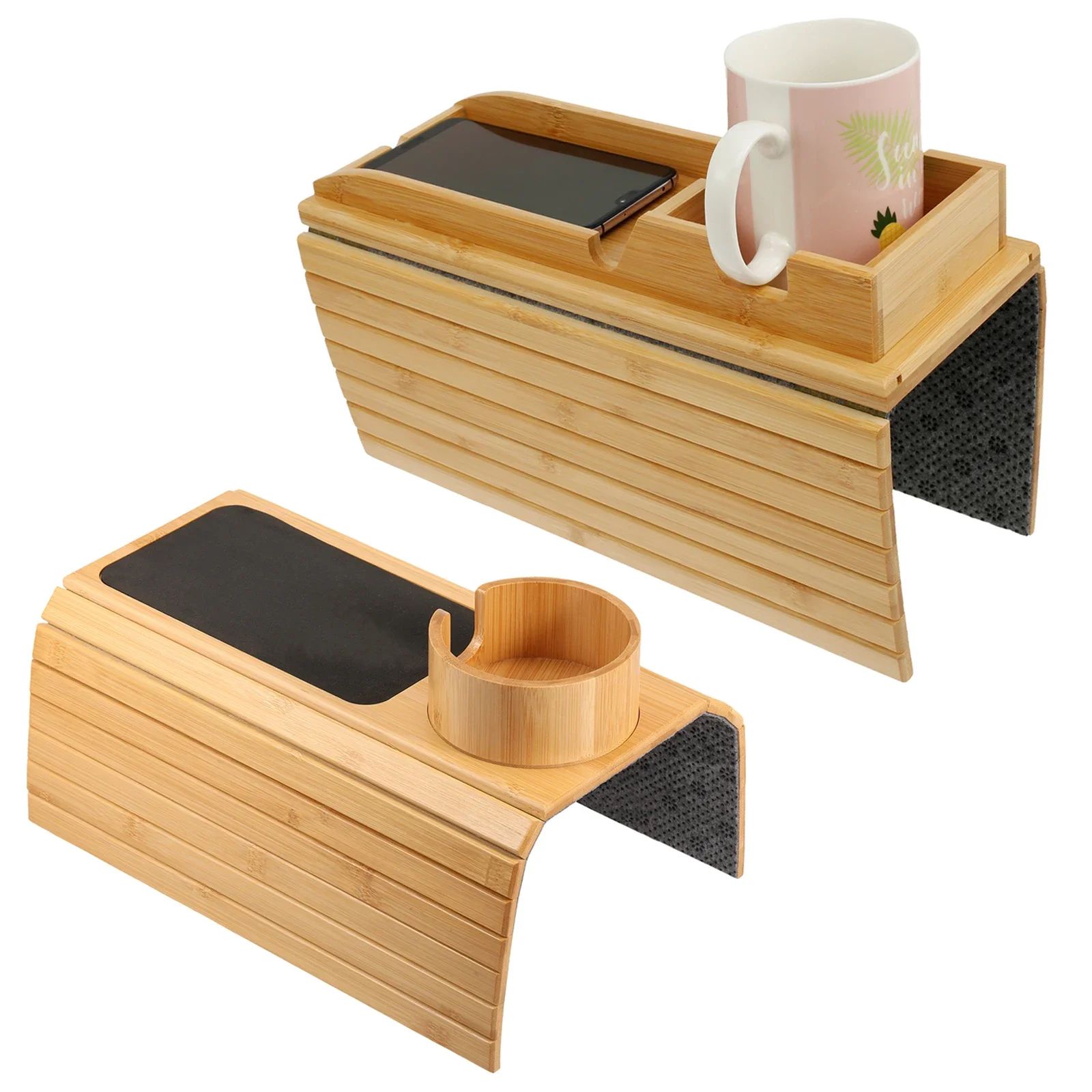 Bamboo Sofa Armrest Cup Holder Tray style D