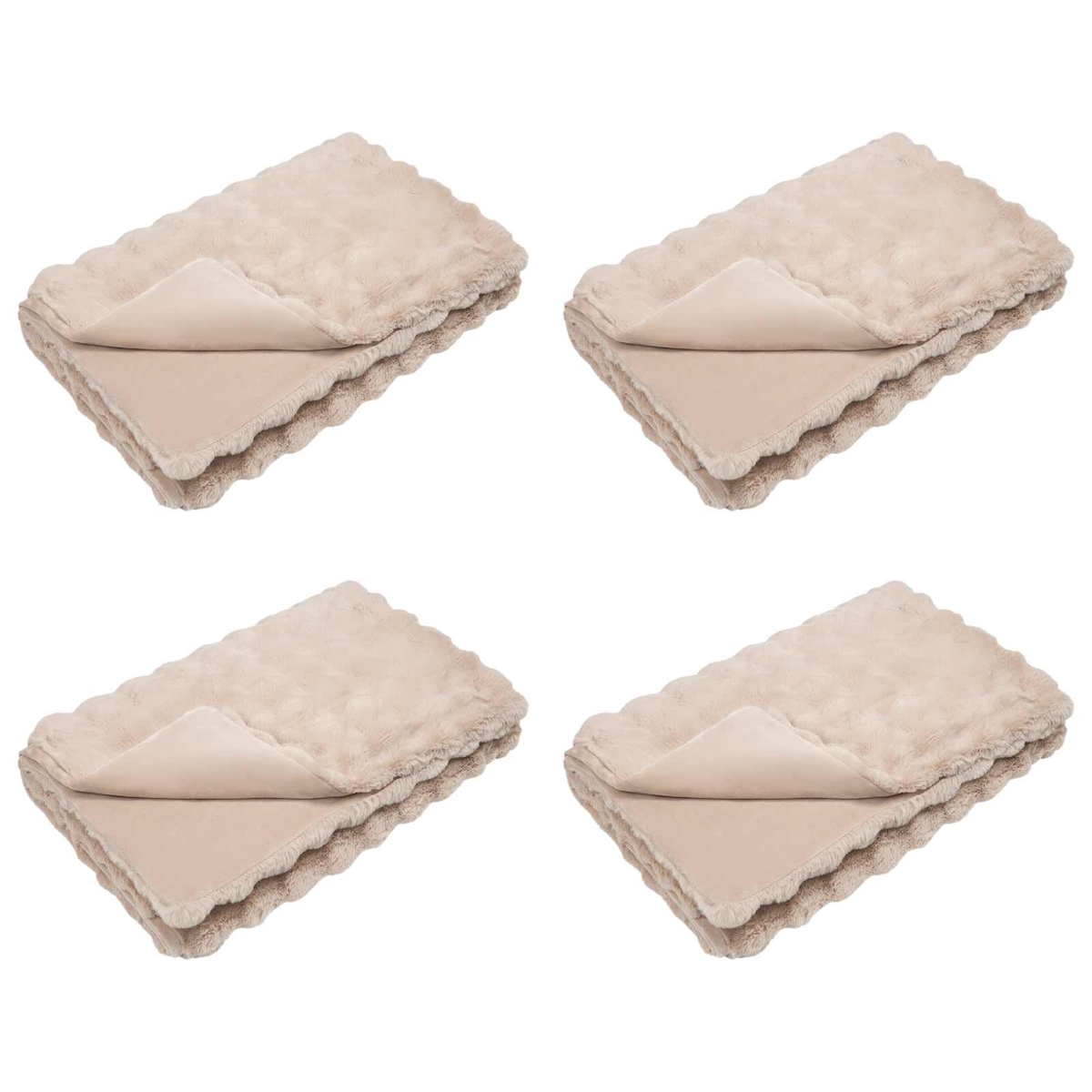 vidaXL Kunstfell Kaninchenfell Decke Olite 4 pcs Beige 130 x 150 cm Image