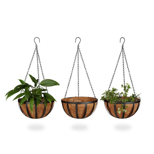 relaxdays 3er-Set Blumenampel 30cm