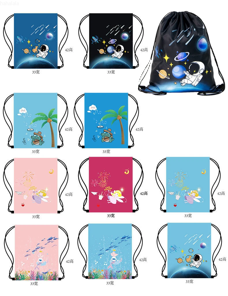 Children's Swimming Bag Waterproof Beach Bag Cute Cartoon Backpack Oxford Cloth Drawstring Backpack Gym Bag Sports Bags Sea Bags