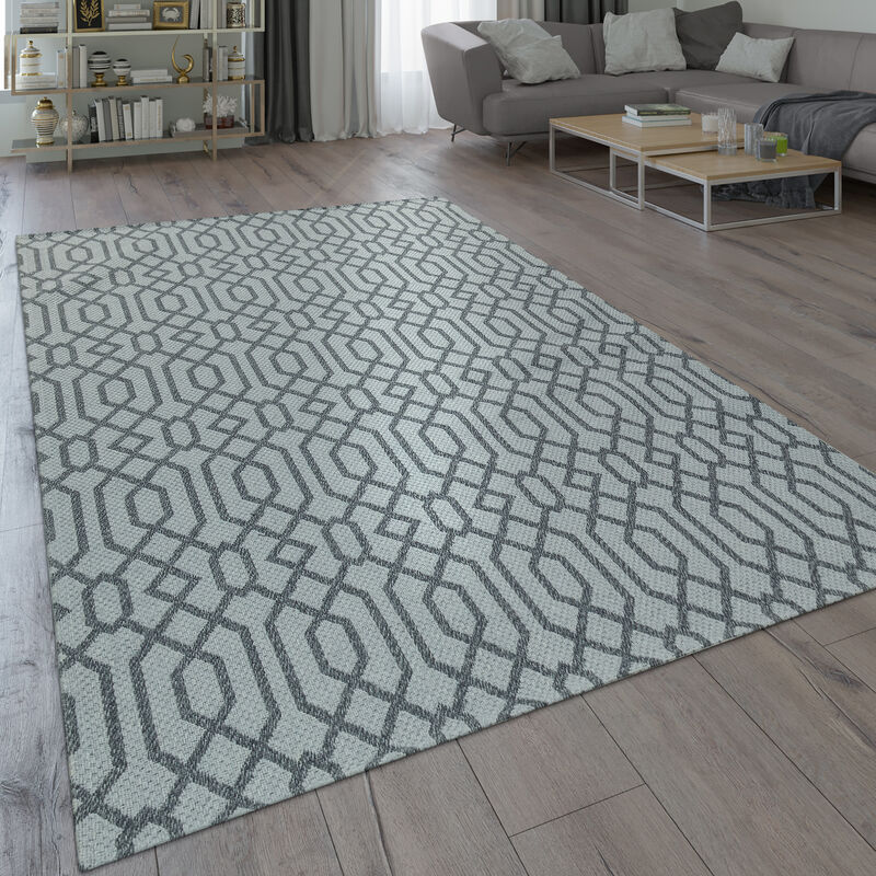 Paco Home - Moderno Tappeto Dal Tessuto Piatto Con Motivo Intessuto Con Look Geometrico Scandinavo, In Grigio 120x160 Cm